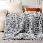 Ultra Soft Chunky Knit Blanket Throw -50x70 Hand Knitted Warm Chenille Throw Blanket, Home Decor Soft Thick Yarn Cable Knit Blanket Breathable Fleece Banket Christmas for Couch Bed Sofa Best GIF