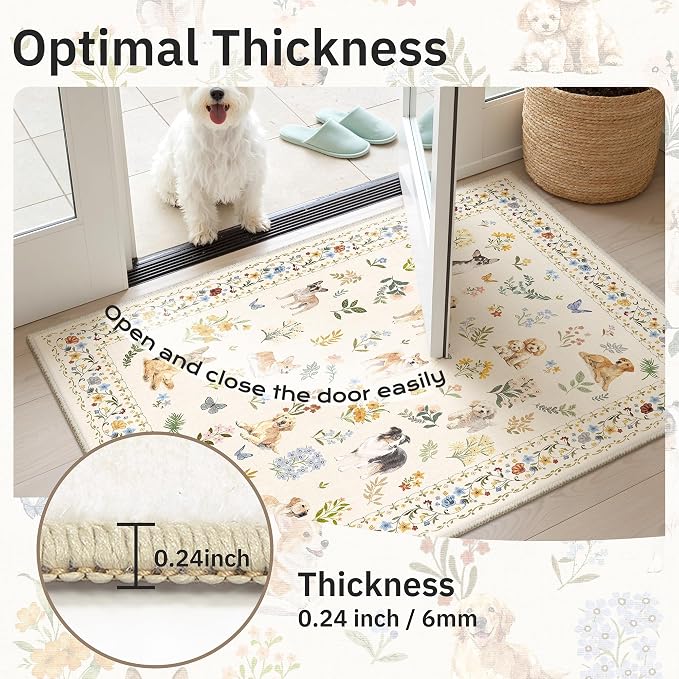 Soalmost Dog 6x9 Area Rugs for Living Room, Washable Animal Soft Rug Beige | - Image 9