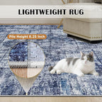 9x12 Washable Area Rug for Living Room Bedroom: Non-Slip Modern Navy Blue | - Image 7