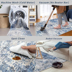 2x8 Washable Non-Slip Hallway Runner Rug – Modern Coastal Abstract Neutral - Image 7
