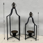 Large Tall Shabby Chic Lanterns Decorative Indoor Outdoor, Outside Gifts Front Porch Patio Vintage Metal Candle Holders, Fireplace Table Floor Farmhouse Rustic Decor Set of 2
