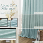 Light Blue 100% Blackout Linen Curtains 96 Inch Length 2 Panels Set - Image 7
