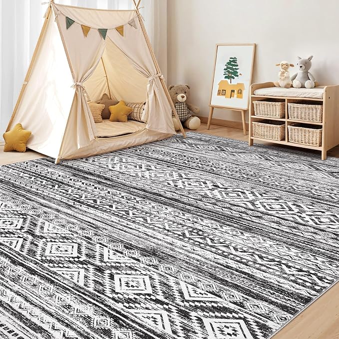 cotiled Boho 7x10 Area Rug for Living Room: Large Moroccan Washable Rug | Solve - Image 8