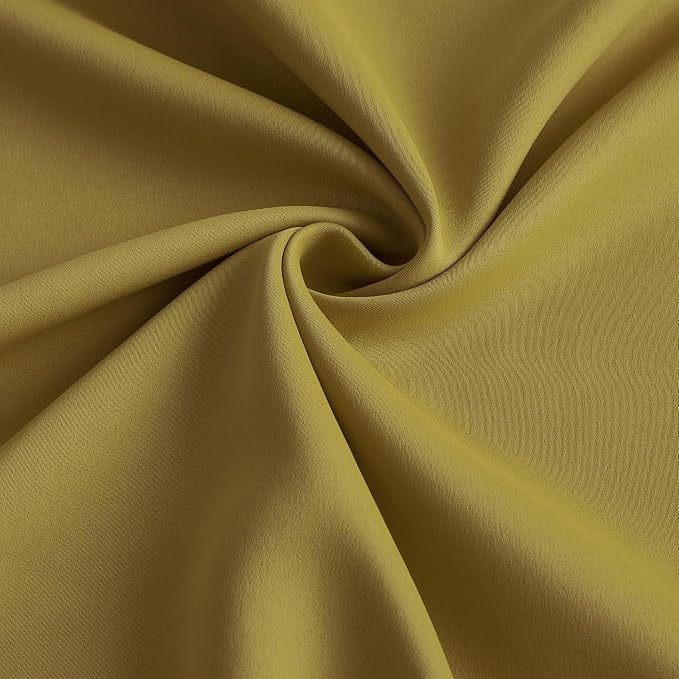 Yellow Pinch Pleated Curtains 45 Inch Length 2 Panels Set Noise Cancelling - Image 7