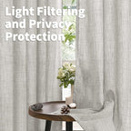 YoungsTex Light Grey Linen Semi Sheer Curtains 54 Inch Length 2 Panels | Light - Image 3