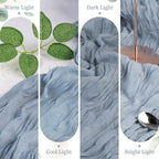 24 Pack Dusty Blue Cheesecloth Table Runner 10FT Long Boho Gauze Table Runner Rustic Sheer Runner for Wedding Bridal Baby Shower Birthday Party Table Decor Thanksgiving Christmas Decorations