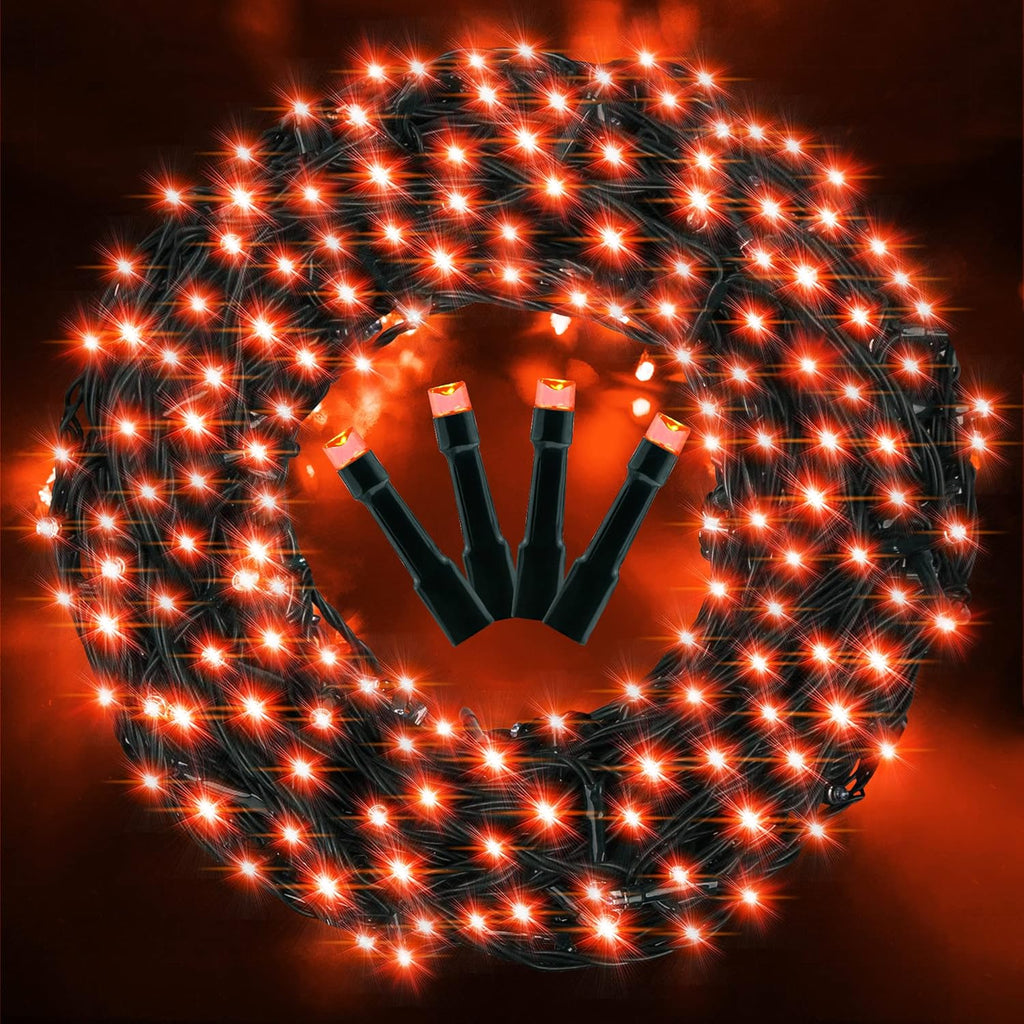 AmyHomie 300LED Orange Halloween String Lights with UL Certified, Waterproof Fall Lights Outdoor Indoor Fall Decor Fairy String Lights for Party, Thanksgiving Day, Holiday Decoration(Orange)