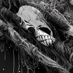 Tapzen Gothic Black and White Wall Tapestry - Dark Skeleton Horror Design - Aesthetic Cool for Bedroom, Living Room, Dorm (60 x 60 inches)