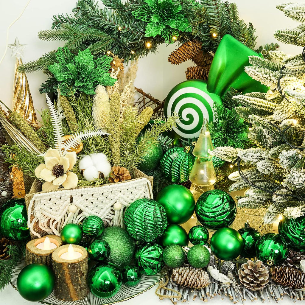 XmasExp 16ct Christmas Balls Ornaments - Shatterproof Large Hanging Ball Decorative Xmas Balls for Holiday Wedding Party Xmas Tree Decoration(3.15"/80mm, Green)