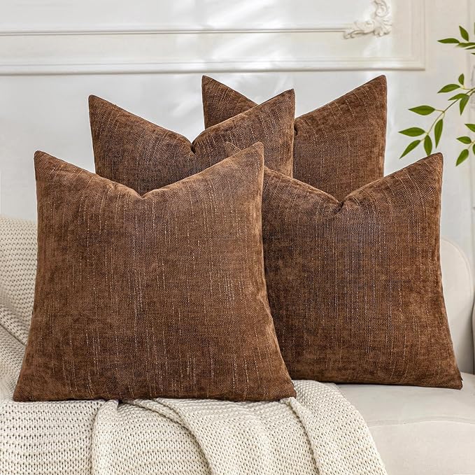 Set of 4 Soft Textured Decorative Throw Pillow Covers 18x18 Inch Cozy Farmhouse by Cozoomy