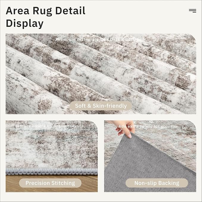 Soalmost Abstract 4x6 Area Rug Washable Rugs - Image 6