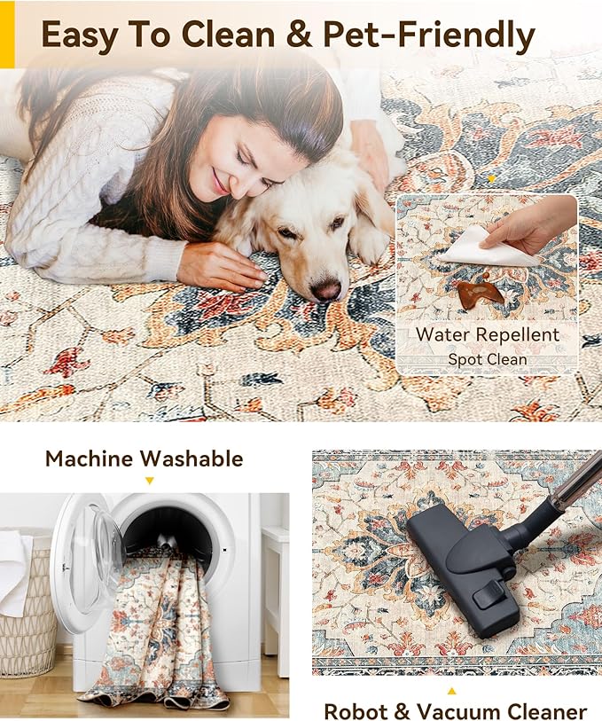 RELEANY Washable Area Rug, Runner 2'x10', Water Repellent, Pet Friendly - Image 5