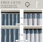 Light Blue Pleated Linen Blackout Curtains 90 Inches Long 2 Panels W40xL90 | - Image 5