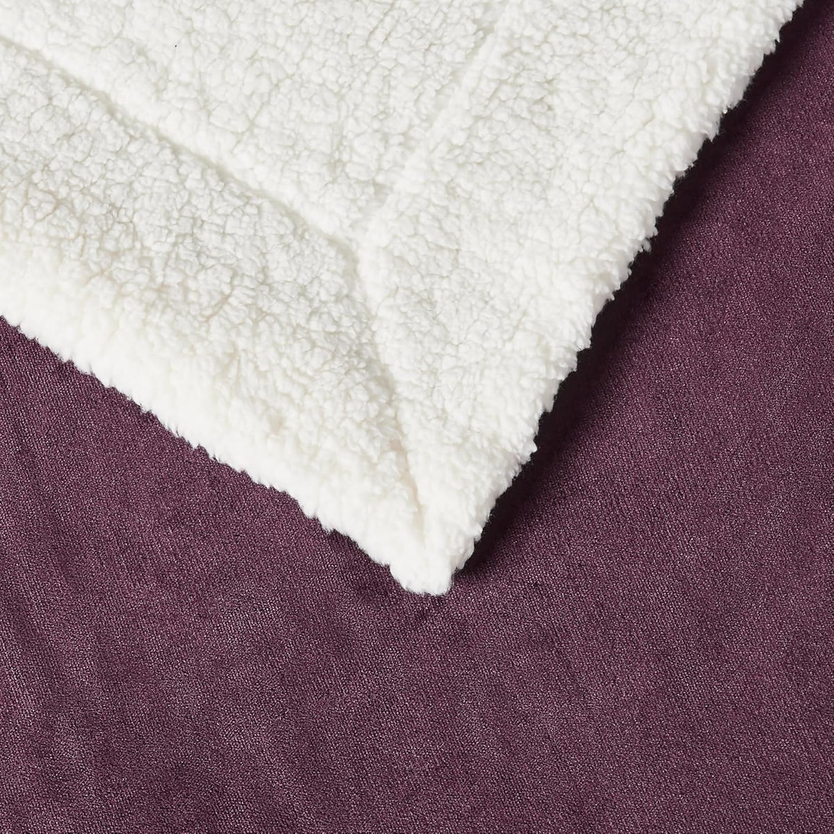 Amazon Basics Reversible Sherpa Throw Blanket, Plum, 50"x60"