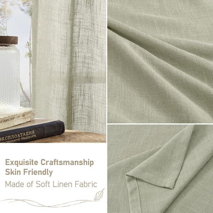 45 Inch Length Linen Curtains for Small Windows, Bronze Grommet Linen Textured - Image 7