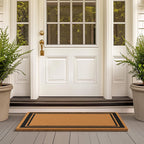 Barnyard Designs Natural Coco Coir Heavy Duty Backing Doormat - Large Cute Non-Slip Front Door Welcome Mat for Outside Entrance or Porch Entry, Brown (24x36, Border)