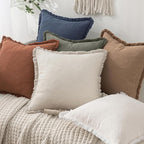 MIULEE Linen Decorative Euro Throw Pillow Covers Light Olive Green 28x28 | Set - Image 7