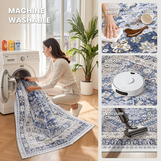 3x14 Runner Rug Non Slip, Washable Hallway Runner Rug, Living Room, Extra Long - Image 6