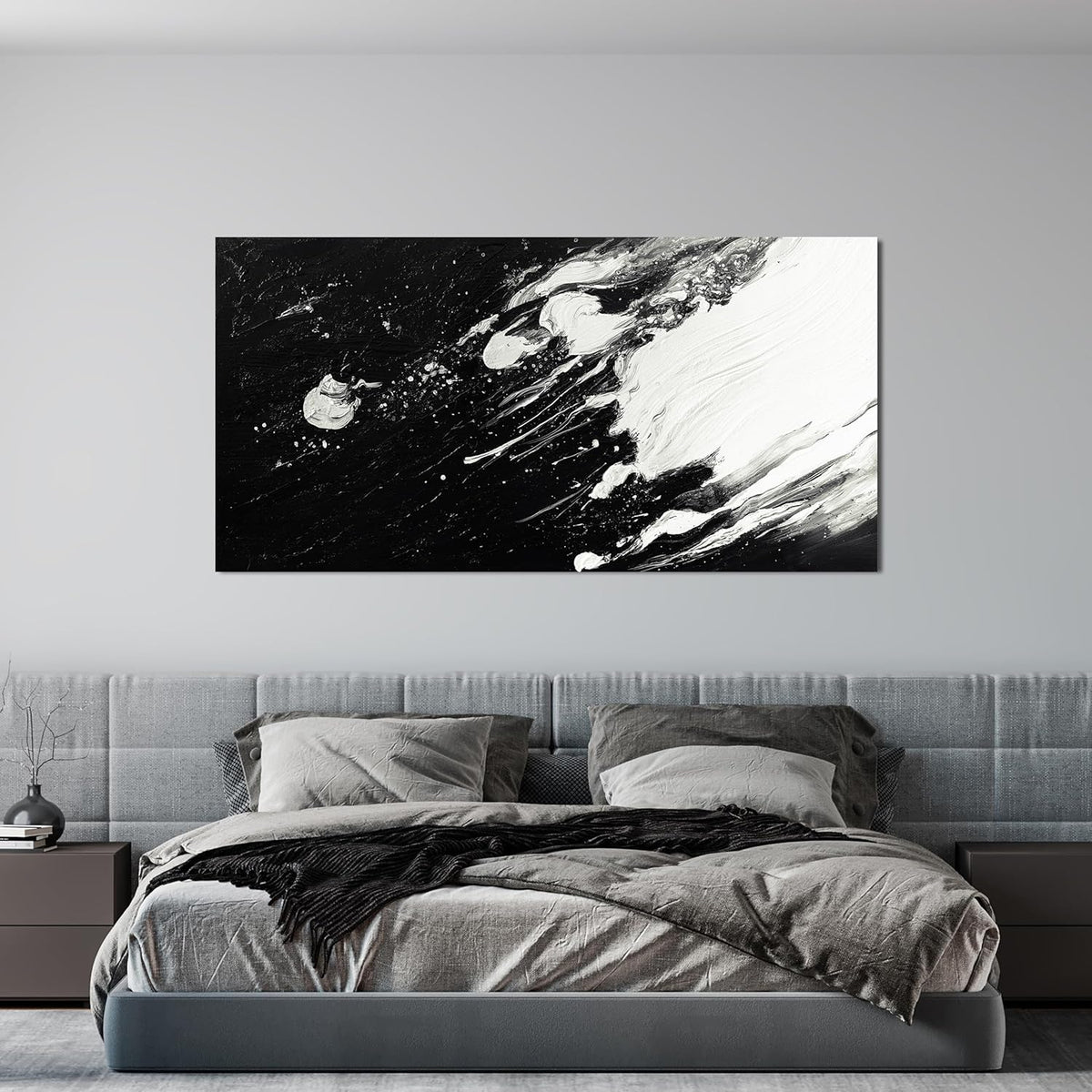 Abstract Wall Art Decor Modern Black and White Wall Art Prints Canvas Wall Art for Living Room Abstract Black Art Abstract Canvas Art Wall Decor Artwork for Walls Bedroom Kitchen Wall Decor 24" X 48"