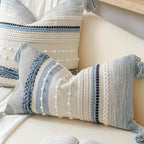 Decorative Lumbar Throw Pillow Cover 14x24 Boho Coastal Blue Accent Cushion - Image 7