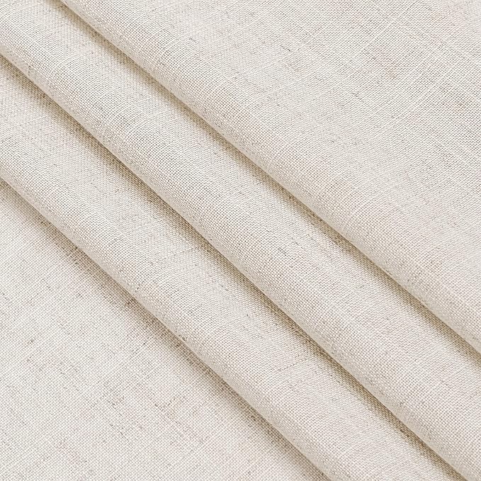 Beige Cafe Curtains 48 Inch Length Set 2 Panel Back Tab Pocket Semi Sheer Short - Image 6