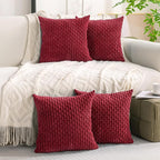 Set of 4 Burgundy Decorative Throw Pillow Covers 26x26 Inch Corduroy Pillow - Image 2