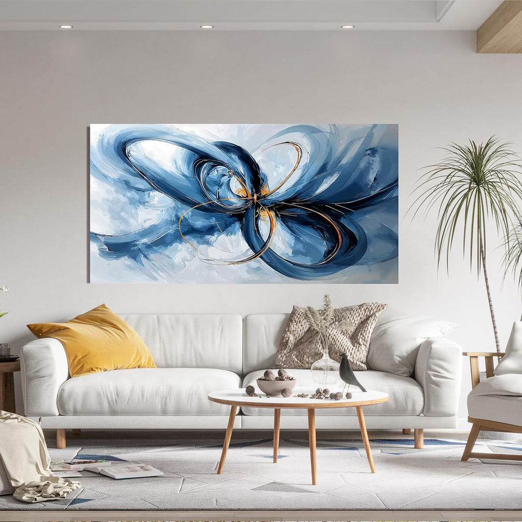 Canvas Wall Art Decor Modern Large Wall Art For Living Room Blue Abstract Wall Art Abstract Art Wall Decor Modern Artwork for Walls Canvas Prints Art Work For Home Kitchen Office Wall Decor 24" X 48"