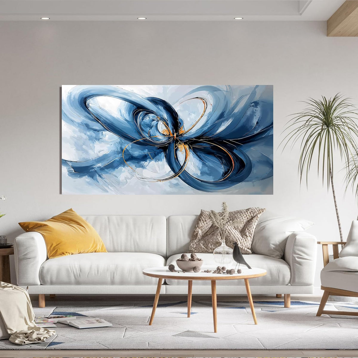Canvas Wall Art Decor Modern Large Wall Art For Living Room Blue Abstract Wall Art Abstract Art Wall Decor Modern Artwork for Walls Canvas Prints Art Work For Home Kitchen Office Wall Decor 24" X 48"