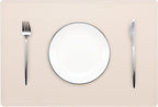 Set of 4 Faux Leather Placemats, PU Table Mats, Waterproof, Stain Resistant, Heat Resistant, Non-Slip Easy to Clean for Kitchen Dining Table,Conference Table C Beige Rectangle