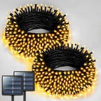 JMEXSUSS 2 Pack Solar String Lights Outdoor Waterproof - Total 400 LED 151FT Solar Christmas Lights Outdoor, 8 Modes Warm White String Light for Outside Patio Yard Tree Garden Christmas Decorations