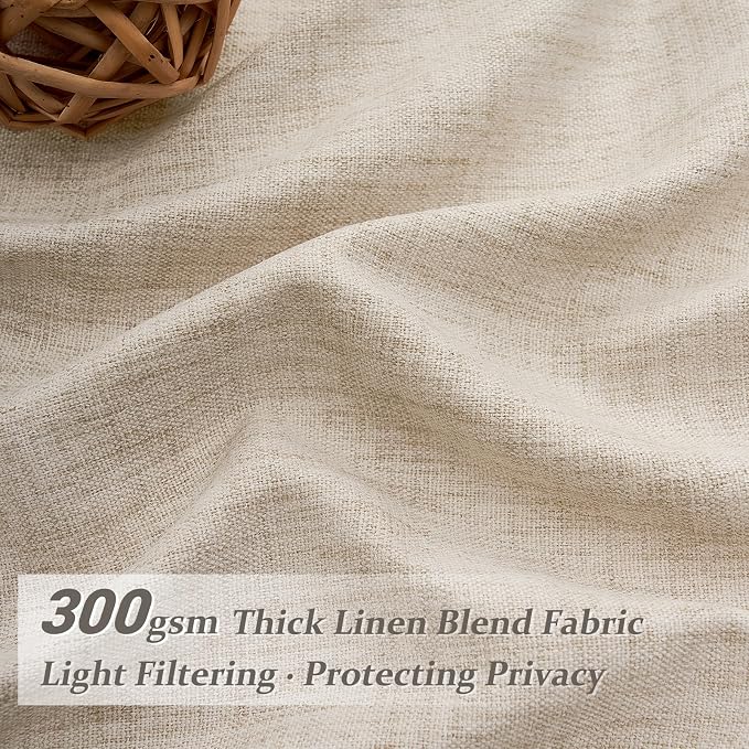 Large Window Natural Linen Curtains 108 Inches Long - Image 2