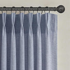 Dusty Blue 102 Inch Extra Long Memory Trained Pleated Linen Sheer Curtains - Image 7