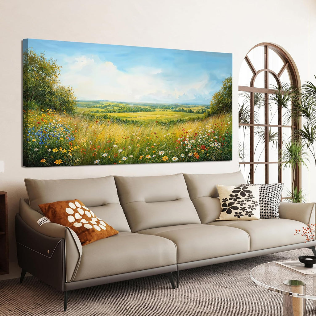 Canvas Wall Art Decor Modern Landscape Wall Art For Living Room Green Botanical Wall Art Artwork For Wall Green Floral Wall Decor Canvas Prints Art Work For Home Kitchen Office Decor 20" X 40"