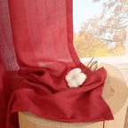 BGment Red Linen Cafe Curtains 36 Inch Length, Small Half Drapes Semi Sheer - Image 7