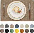 Romanstile Vinyl Placemats Set of 8-12 X 18 Inch - Heat Resistant Place Mats 100% Waterproof Oilproof Wipeable Reversible Faux Leather Table Mats for Kitchen/Dining/Party/Outdoor, Coffee
