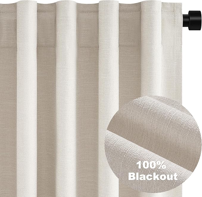 Topfinel 45 Inches Long Linen Blackout Curtains Tiers - Image 2