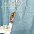 40 Inch Length Linen Curtains for Small Windows Over Silk 2 Panels | Semi Sheer - Image 5