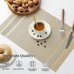 Leetaltree Stardust Yellow Placemats Set of 4 - Heat Resistant Non-Slip Place mats for Dining Table, Washable Durable PVC Vinyl Woven Table Mats（Stardust Yellow, 4）