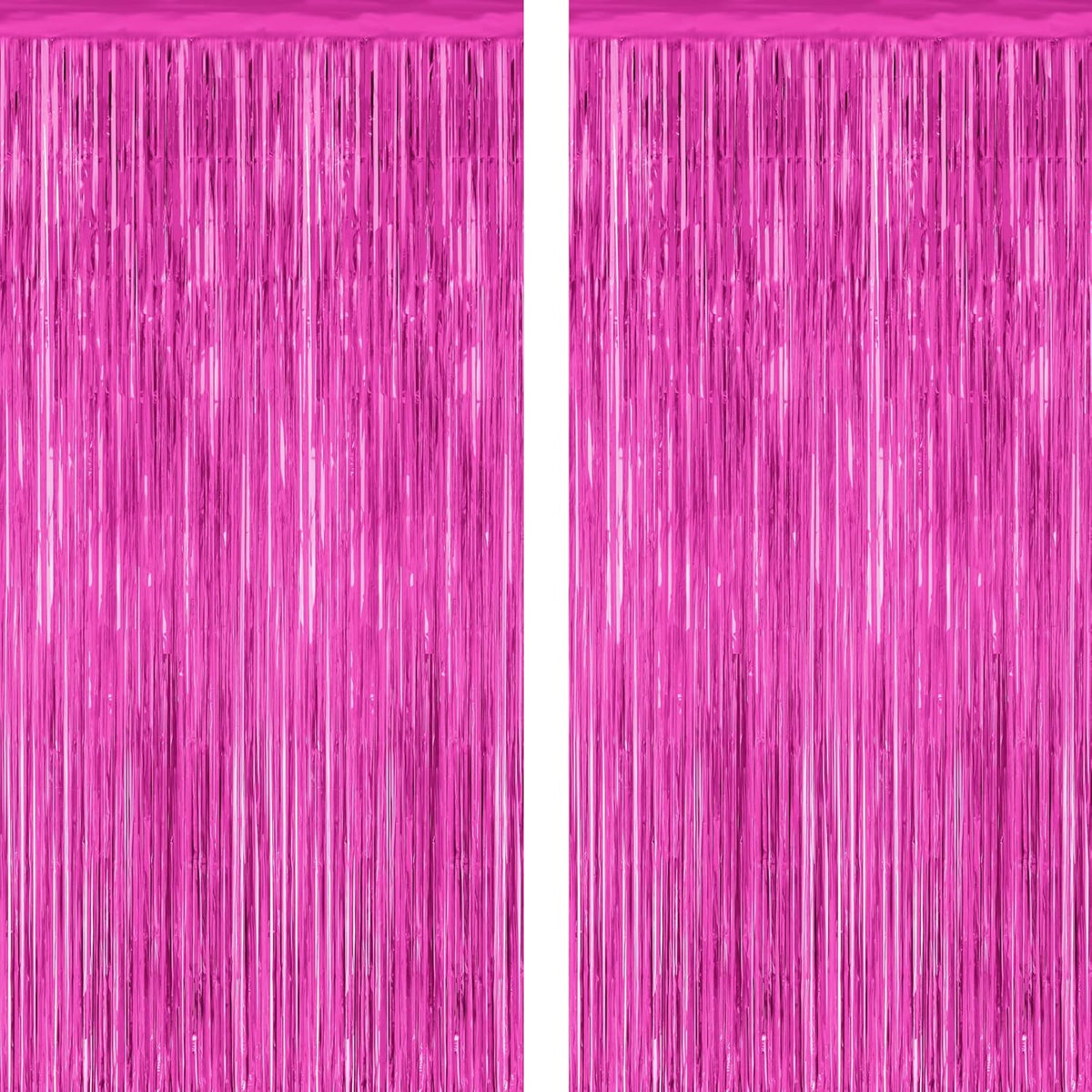 2 Pack Hot Pink Party Decorations, 3.28 FT x 7.05 FT Hot Pink Backdrop, Metallic Rose Red Photo Backdrop Foil Curtains Tinsel Backdrop, Metallic Pink Party Decor Wedding Party Supplies