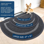 OLANLY Half Circle Front Door Mat Outside 35x23 All-Season Rubber Doormat | Grey - Image 3