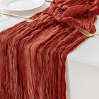 Sioloc Terracotta Table Cloth Cheesecloth Table Runner 10ft Rustic for Tea Wedding Party Baby Bridal Centerpiece Fall Decor for Home Halloween Thanksgiving