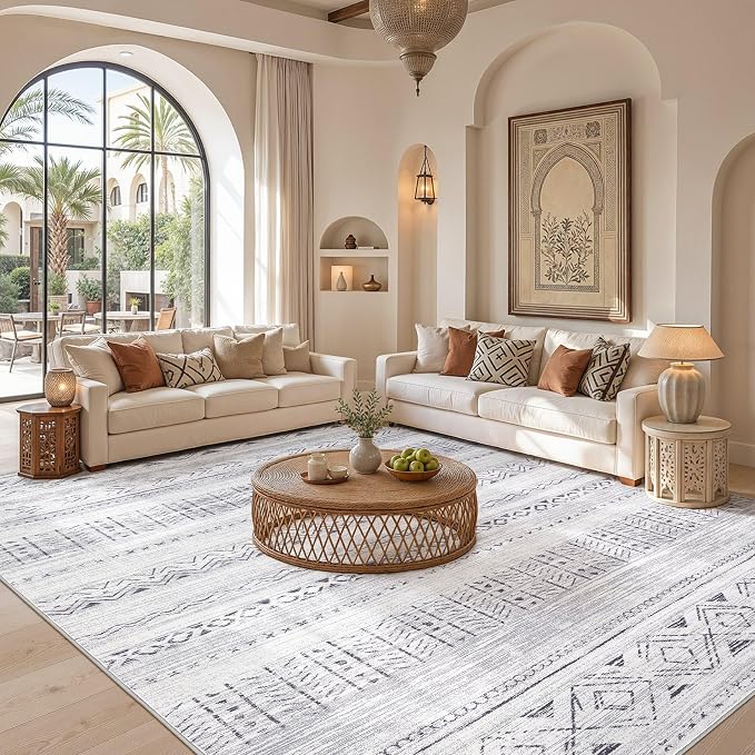 cotiled Boho 8x10 Area Rugs for Living Room: Large Moroccan Washable Rug | - Image 5