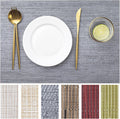 LEXMORE Placemats Set of 8 Vinyl/Plastic Woven Place Mats for Kitchen Table Indoor/Outdoor Washable Placemat Wipeable Dining Table Mats(Ombre Gray)
