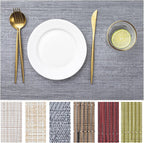 LEXMORE Placemats Set of 8 Vinyl/Plastic Woven Place Mats for Kitchen Table Indoor/Outdoor Washable Placemat Wipeable Dining Table Mats(Ombre Gray)