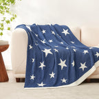 Snuggle Sac American Star Patriotic Throw Blanket Blue, July 4th Blanket Ultra Soft Cozy Throw Blanket for Couch,Sofa, Bed, Living Room, Blue,50x60 inches