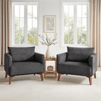 Oversized Accent Chair Modern Boucle Armchair for Living Room Sets of 2 - 37" Wide & Cozy Reading Chair with Solid Wood Legs, Dark Gray Upholstered Lounge Chair for Bedroom & Office (Easy Assembly)