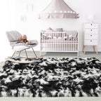 8x10 Extra Large Tie-Dyed Black and White Fluffy Area Rug Non-Slip - Image 7