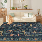 DUKINO 9x12 Area Rug for Living Room Washable Animal Rug Non Slip Navy Blue | - Image 3