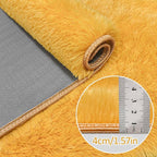 2x6 Bedside Area Rugs for Bedroom Soft Fluffy Shag Beige Yellow Carpet for - Image 5