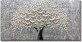 Yika Art - 24x48 Inch 3D White Flower Painting Abstract Textured Knife Platte Acrylic on Canvas 3D Flowers Tree Painting Ready to Hang
